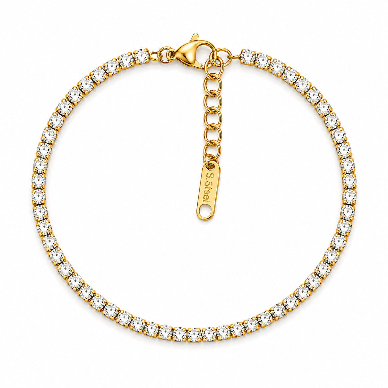 Brățară Tennis 2mm Zirconiu Oțel Inoxidabil 16 cm Placat Aur 18K PVD - BF1192 - Hipoalergenică