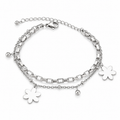 Brățară Multi-Strand Flori și Biluțe Argintii Oțel Inoxidabil 18.5cm - BF834 - Hipoalergenică
