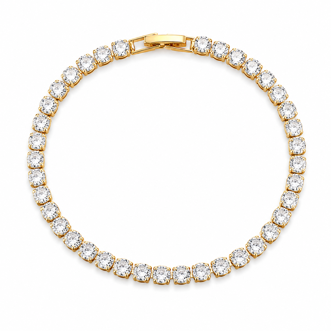 Brățară Tennis 3mm pietre rotunde clare Oțel Inoxidabil Placat Aur 18K PVD - Hipoalergenică - BF968