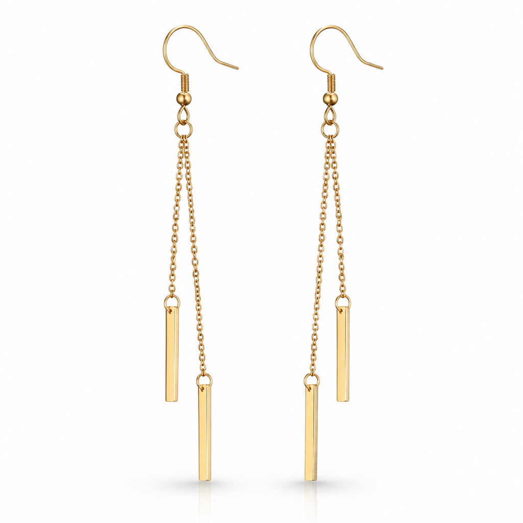 Cercei Design cu bare 8.5 cm Oțel Inoxidabil Placat Aur 18K PVD - Hipoalergenici - CM1326