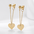 Cercei Inimioară cu Lanț 4.2 cm Oțel Inoxidabil Placat Aur 18K PVD - Hipoalergenici - CM1348