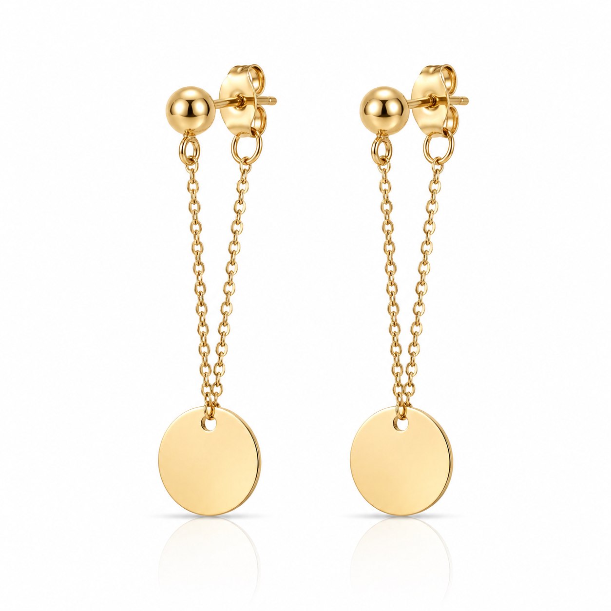 Cercei Lanț cu Bănuț Oțel Inoxidabil 4.2 cm Placat Aur 18K PVD - Hipoalergenici - CM1352