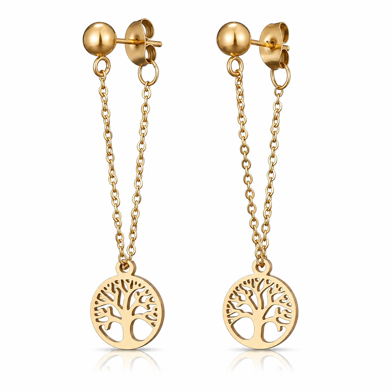 Cercei Arborele Vieții 4.5 cm Oțel Inoxidabil Placat Aur 18K PVD - Hipoalergenici - CM1370