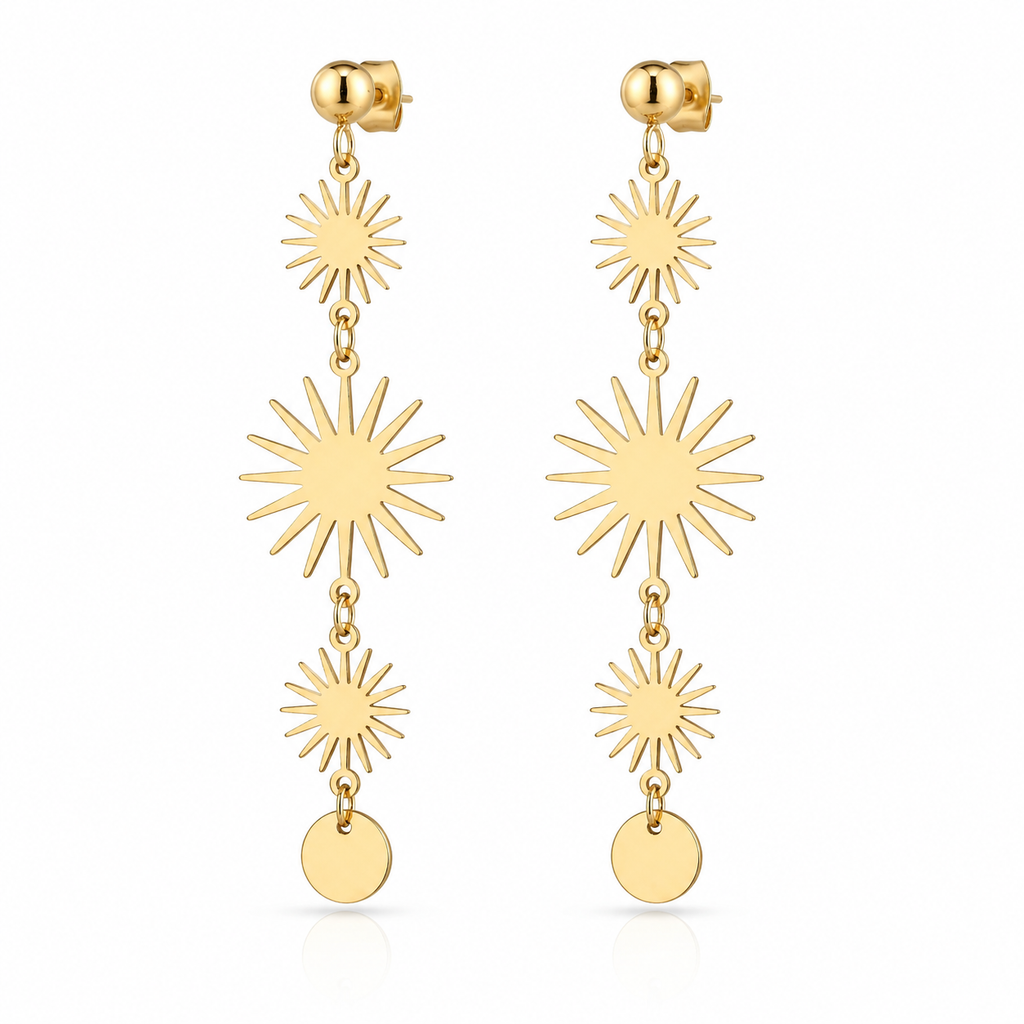 Cercei Stea Oțel Inoxidabil 6.5 cm Placat Aur 18K PVD - Hipoalergenici - CM1430