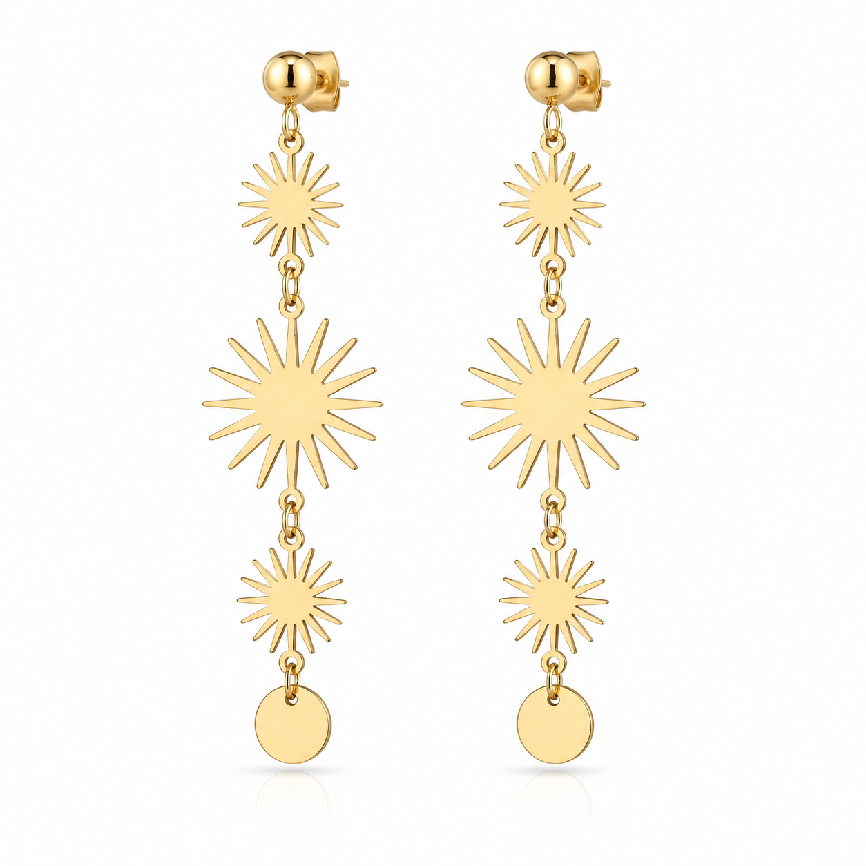 Cercei Stea Oțel Inoxidabil 6.5 cm Placat Aur 18K PVD - Hipoalergenici - CM1430
