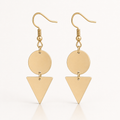 Cercei Cerc și Triunghi Geometric 4 cm Oțel Inoxidabil Placat Aur 18K PVD - Hipoalergenici - CM1453