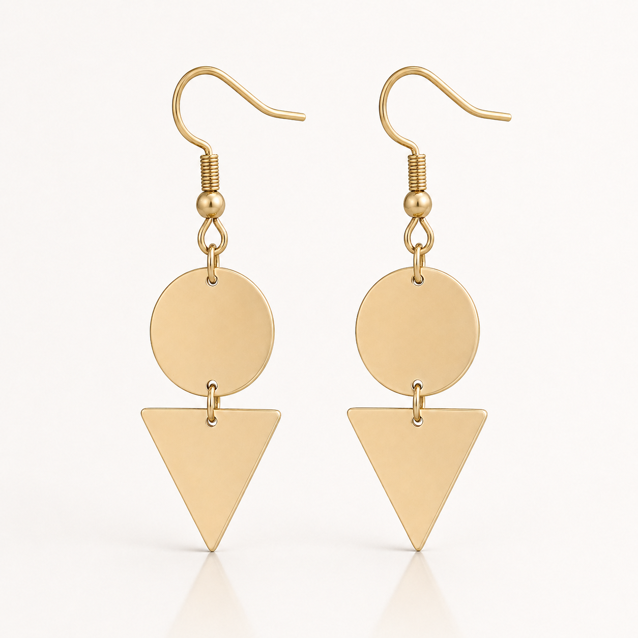Cercei Cerc și Triunghi Geometric 4 cm Oțel Inoxidabil Placat Aur 18K PVD - Hipoalergenici - CM1453