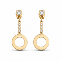 Cercei Pandantiv Cerc cu Zirconii Oțel Inoxidabil Placat Aur 18K PVD 2.5 cm - CM1471 - Hipoalergenici