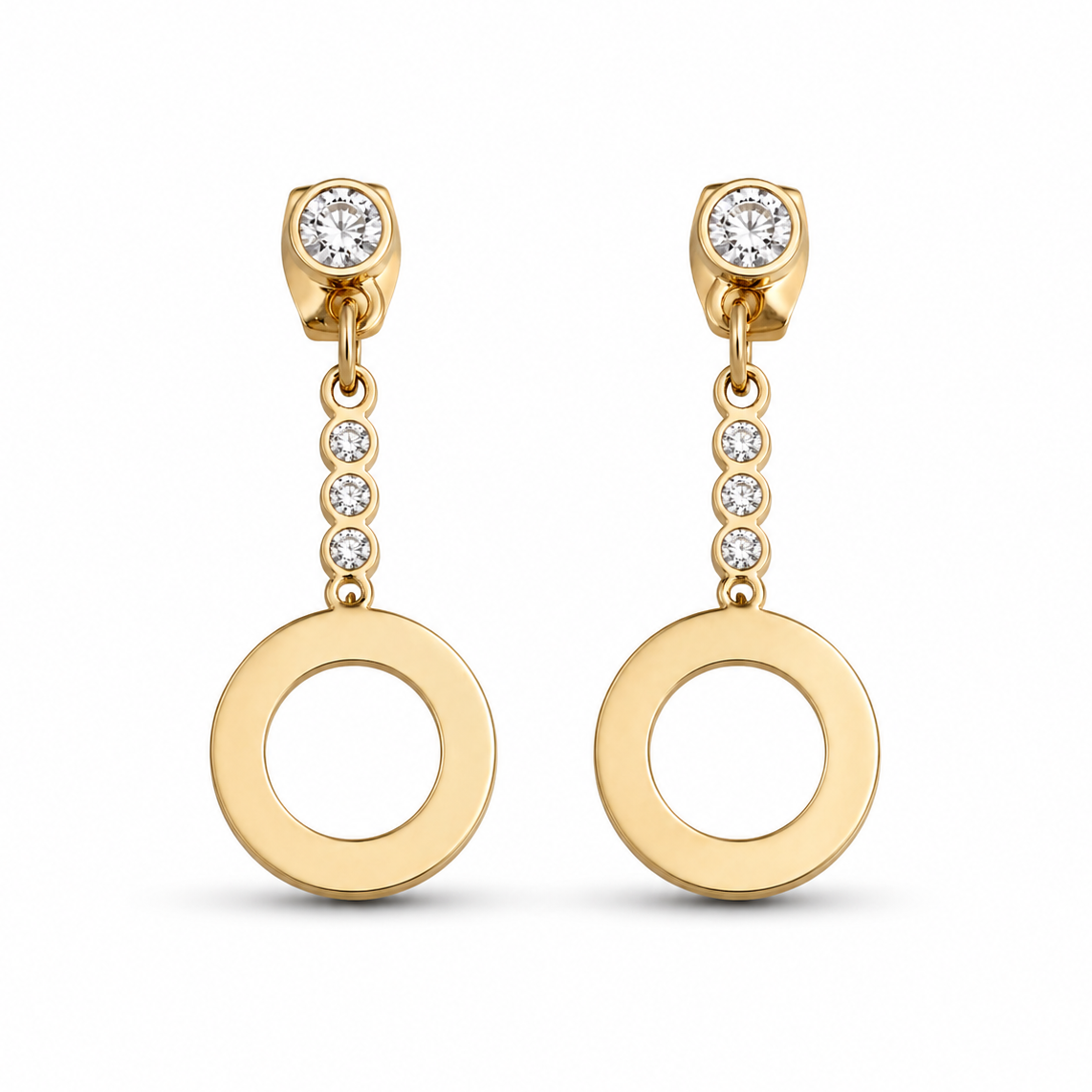 Cercei Pandantiv Cerc cu Zirconii Oțel Inoxidabil Placat Aur 18K PVD 2.5 cm - CM1471 - Hipoalergenici