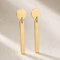 Cercei Disc și Bară 3 cm Oțel Inoxidabil Placat Aur 18K PVD - Hipoalergenici - CM1490