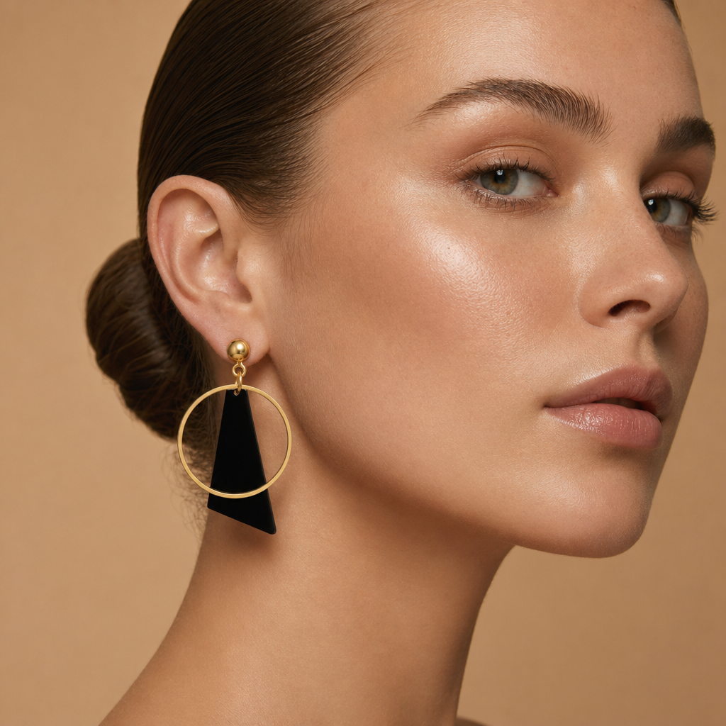 Cercei Forme Geometrice Oțel Inoxidabil Placat Aur 18K PVD - Hipoalergenici - CM1534