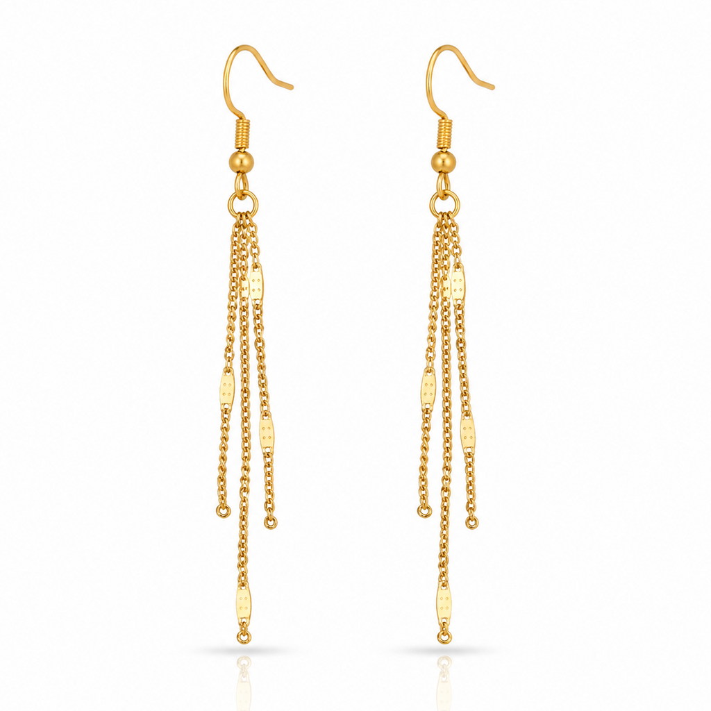 Cercei cu Lanțuri Multiple Oțel Inoxidabil 7.5 cm Placat Aur 18K PVD - Hipoalergenici - CM1537