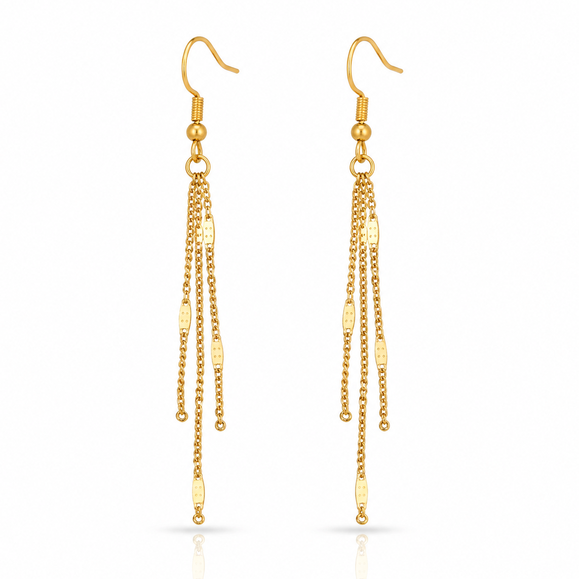 Cercei cu Lanțuri Multiple Oțel Inoxidabil 7.5 cm Placat Aur 18K PVD - Hipoalergenici - CM1537