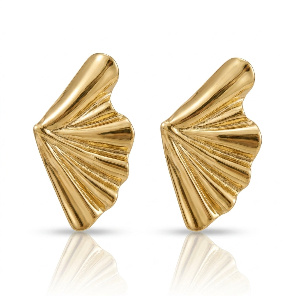 Cercei Frunză Stilizată 5.5cm Oțel Inoxidabil Placat Aur 18K PVD - Hipoalergenici - CM1588
