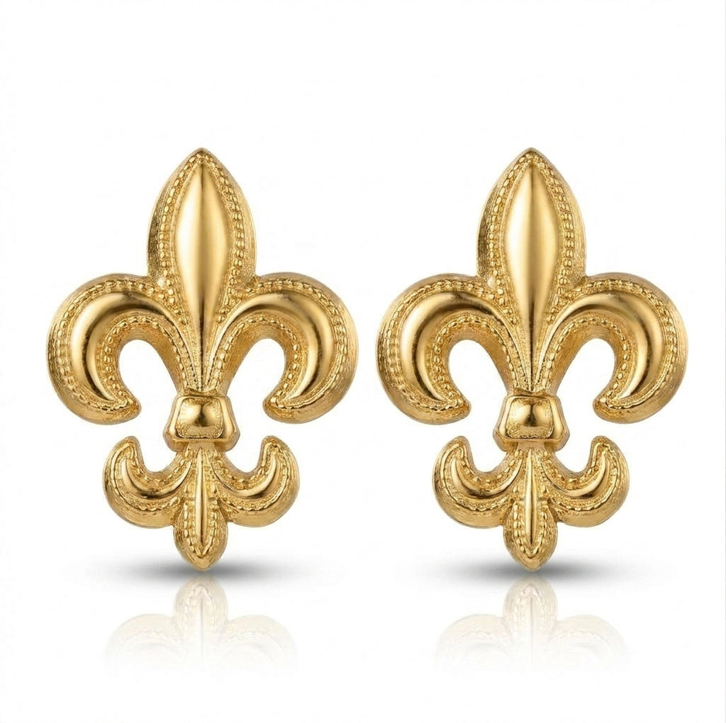 Cercei Floare de Crin Oțel Inoxidabil 2.3cm Placat Aur 18K PVD - Hipoalergenici - CM1600