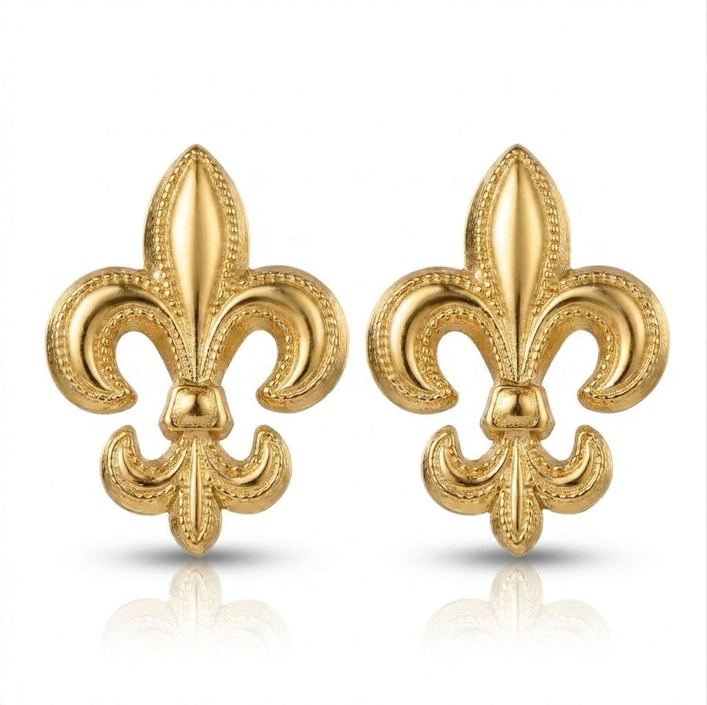 Cercei Floare de Crin Oțel Inoxidabil 2.3cm Placat Aur 18K PVD - Hipoalergenici - CM1600