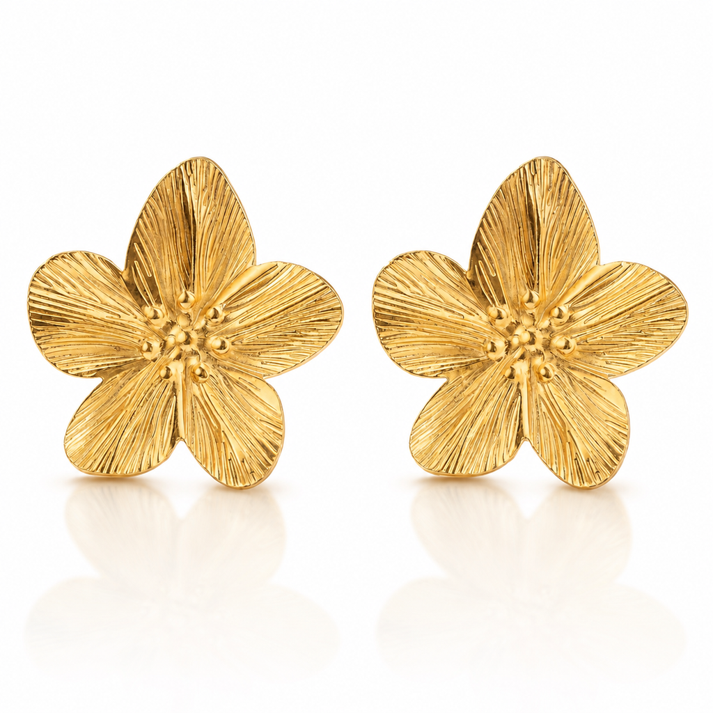 Cercei Petale Oțel Inoxidabil 3.3cm Placat Aur 18K PVD - Hipoalergenici - CM1612