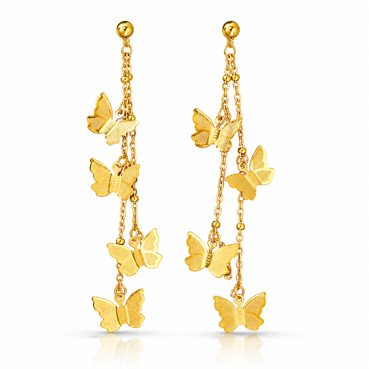 Cercei Fluture Oțel Inoxidabil 9cm Placat Aur 18K PVD - Hipoalergenici - CM1637