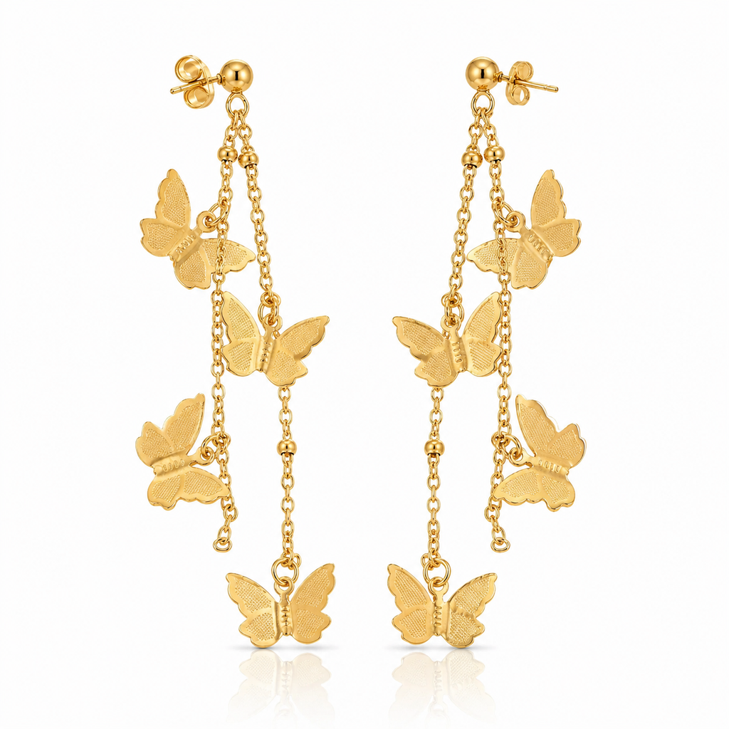 Cercei Fluture Oțel Inoxidabil 9cm Placat Aur 18K PVD - Hipoalergenici - CM1637