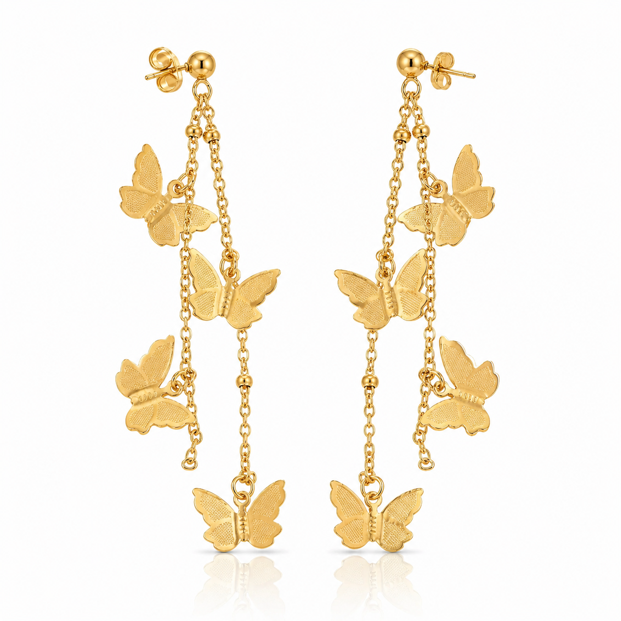 Cercei Fluture Oțel Inoxidabil 9cm Placat Aur 18K PVD - Hipoalergenici - CM1637