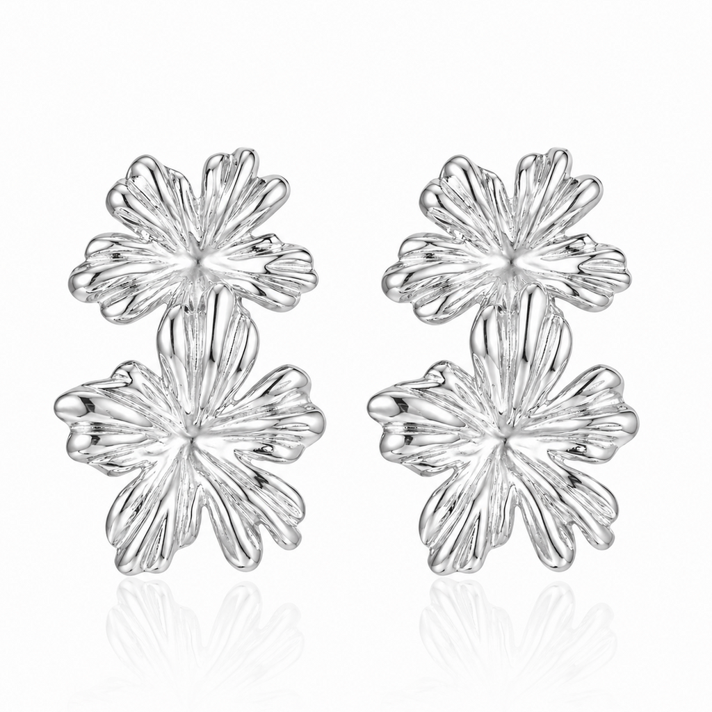 Cercei Flori Stilate Oțel Inoxidabil 3.7cm - Hipoalergenici - CM1652