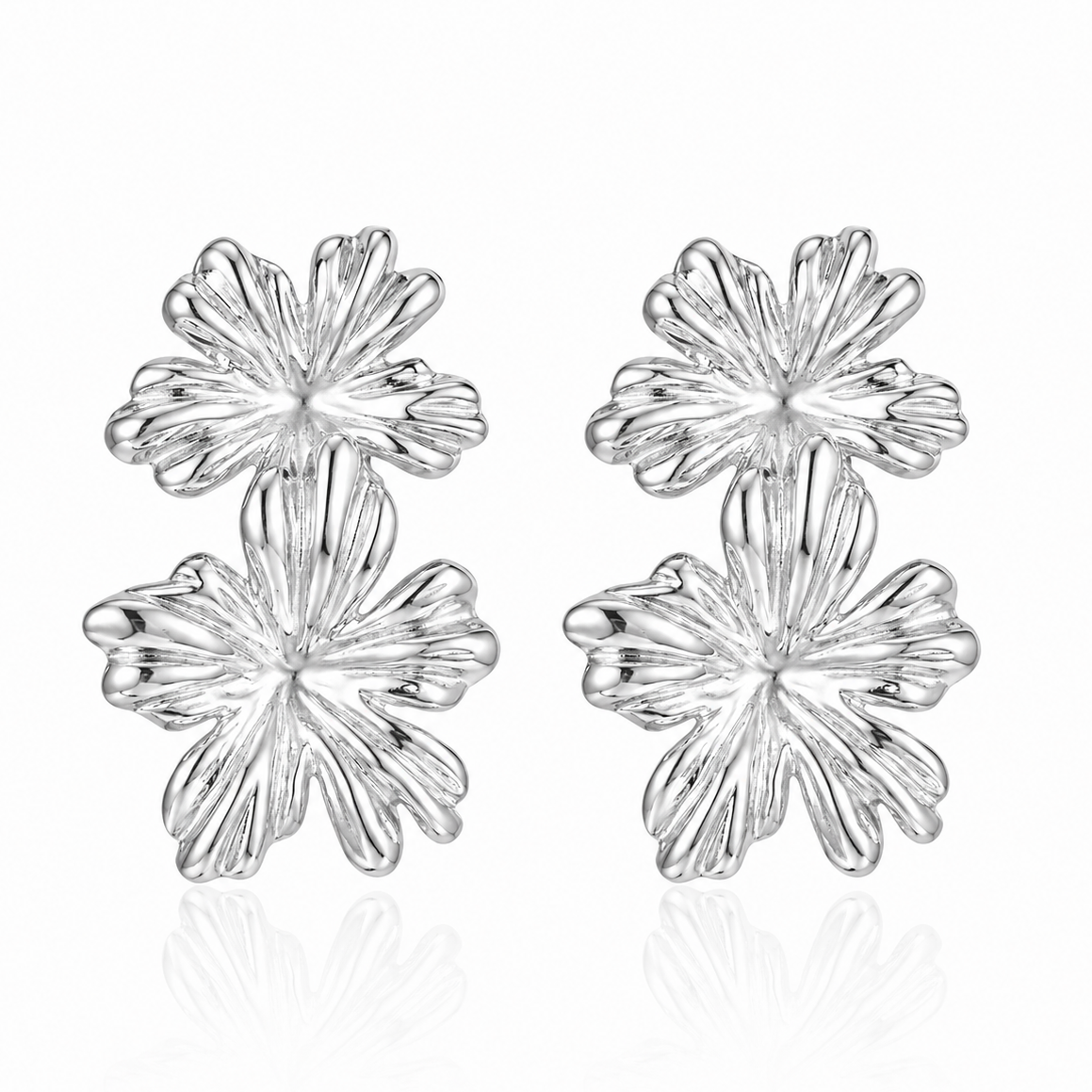 Cercei Flori Stilate Oțel Inoxidabil 3.7cm - Hipoalergenici - CM1652
