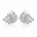 Cercei Stud Scoică Evantai Texturată Argintii Inox 2.5 cm - Hipoalergenici - CM1660