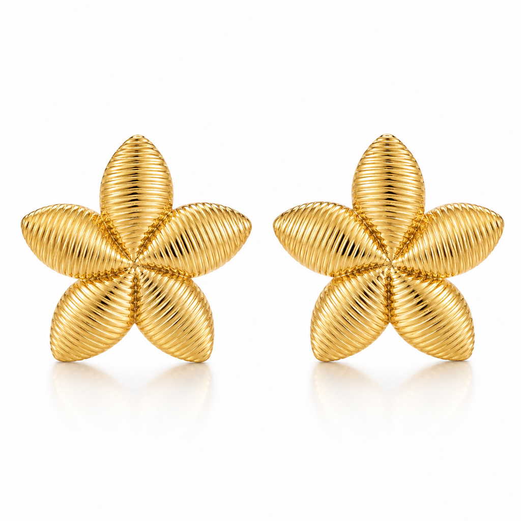 Cercei Floare Oțel Inoxidabil Placat Aur 18K PVD - Hipoalergenici - CM1686