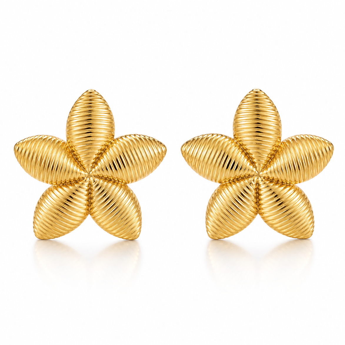 Cercei Floare Oțel Inoxidabil Placat Aur 18K PVD - Hipoalergenici - CM1686