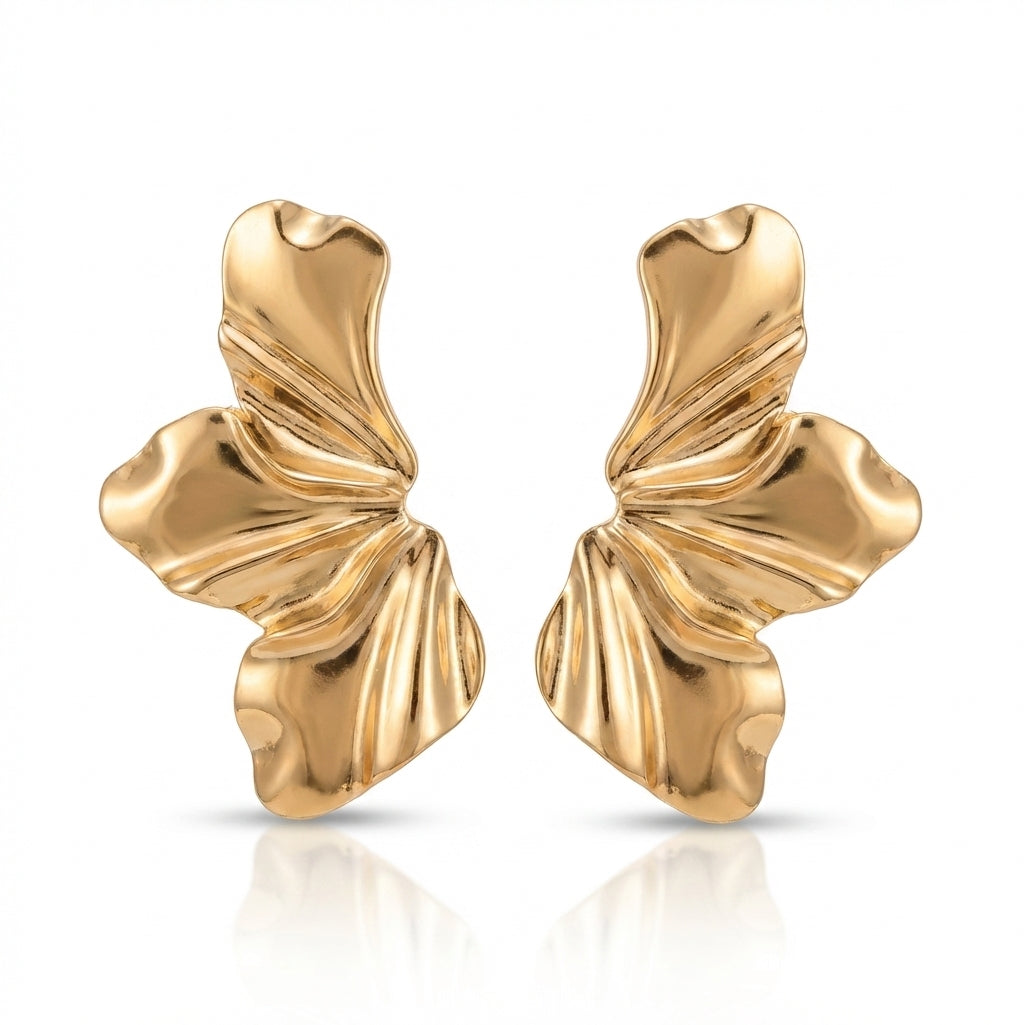 Cercei Design Frunză Stilizată Oțel Inoxidabil Placat Aur 18K PVD - Hipoalergenici - CM1689
