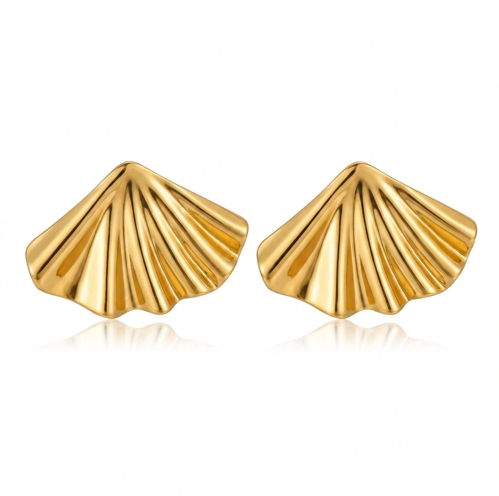 Cercei Design Evantai Oțel Inoxidabil Placat Aur 18K PVD - Hipoalergenici - CM1698