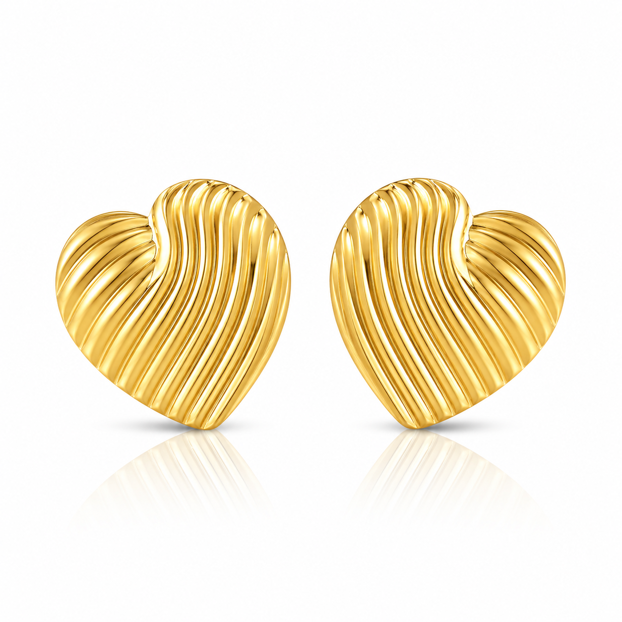 Cercei Inimioară Ondulată Oțel Inoxidabil 3 cm Placat Aur 18K PVD - Hipoalergenici - CM1715