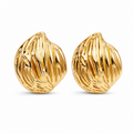 Cercei Frunză Texturată 1.7 cm Oțel Inoxidabil Placat Aur 18K PVD - Hipoalergenici - CM1741