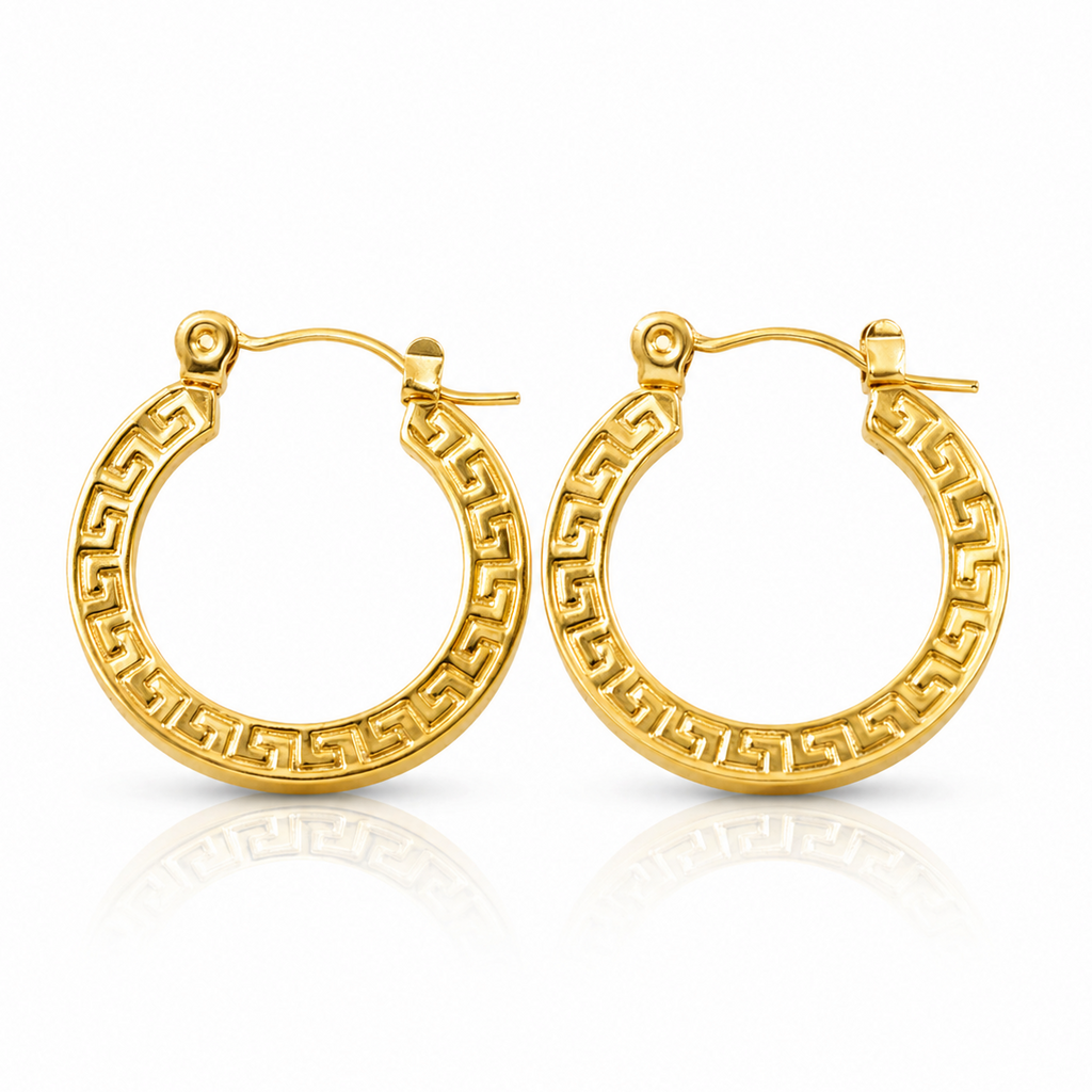 Cercei Creola Model Geometric Oțel Inoxidabil 2.1 cm Placat Aur 18K PVD - Hipoalergenici - CM1745