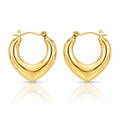 Cercei Inimioară Stilată 2.4 cm Oțel Inoxidabil Placat Aur 18K PVD - Hipoalergenici - CM1749