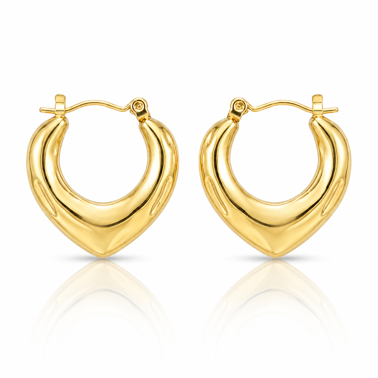 Cercei Inimioară Stilată 2.4 cm Oțel Inoxidabil Placat Aur 18K PVD - Hipoalergenici - CM1749