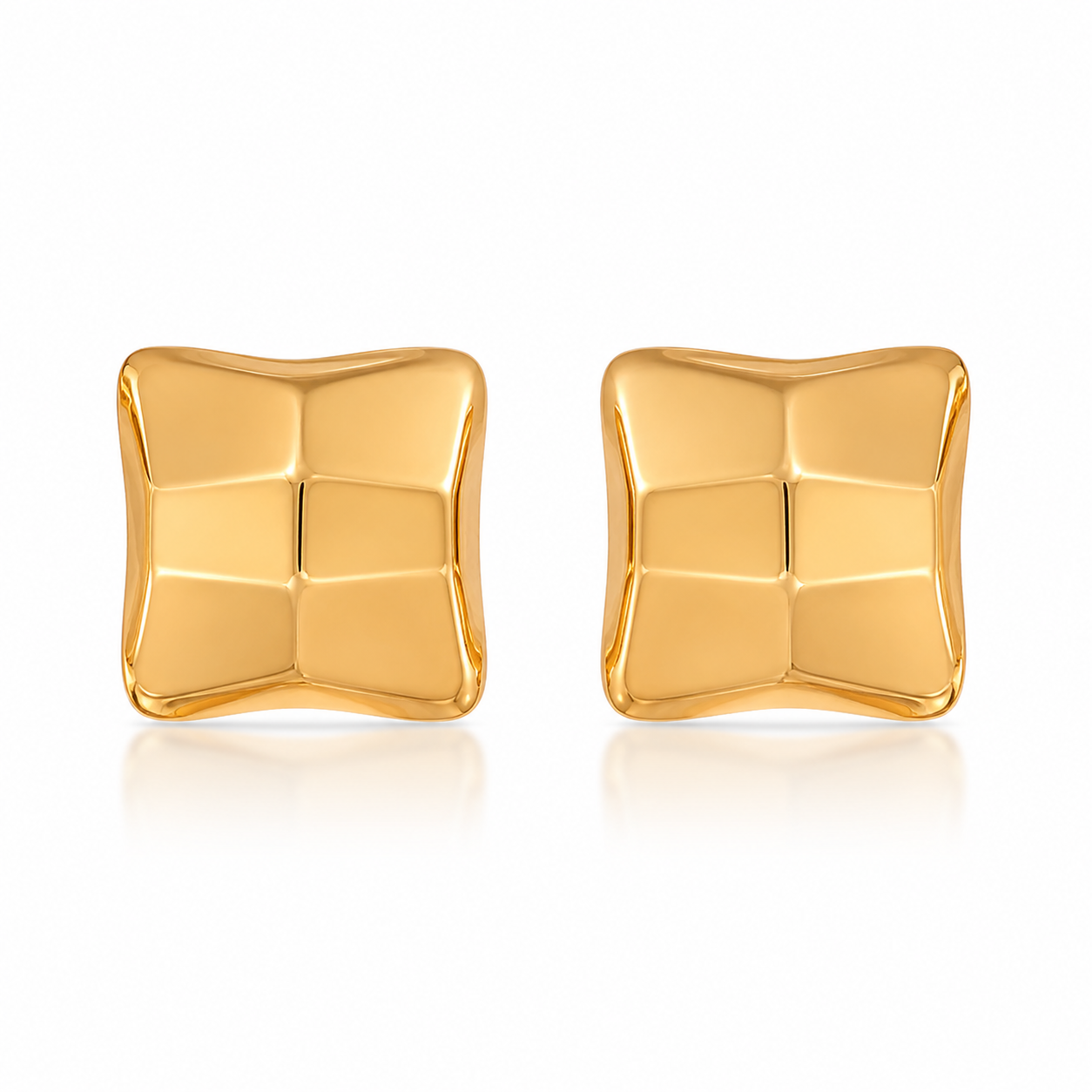 Cercei Pătrat Facetat Oțel Inoxidabil 2.5 cm Placat Aur 18K PVD - Hipoalergenici - CM1760