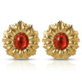 Cercei Design Geometric cu Piatră Roșie Oțel Inoxidabil 3 cm Placat Aur 18K PVD - Hipoalergenici - CM1803