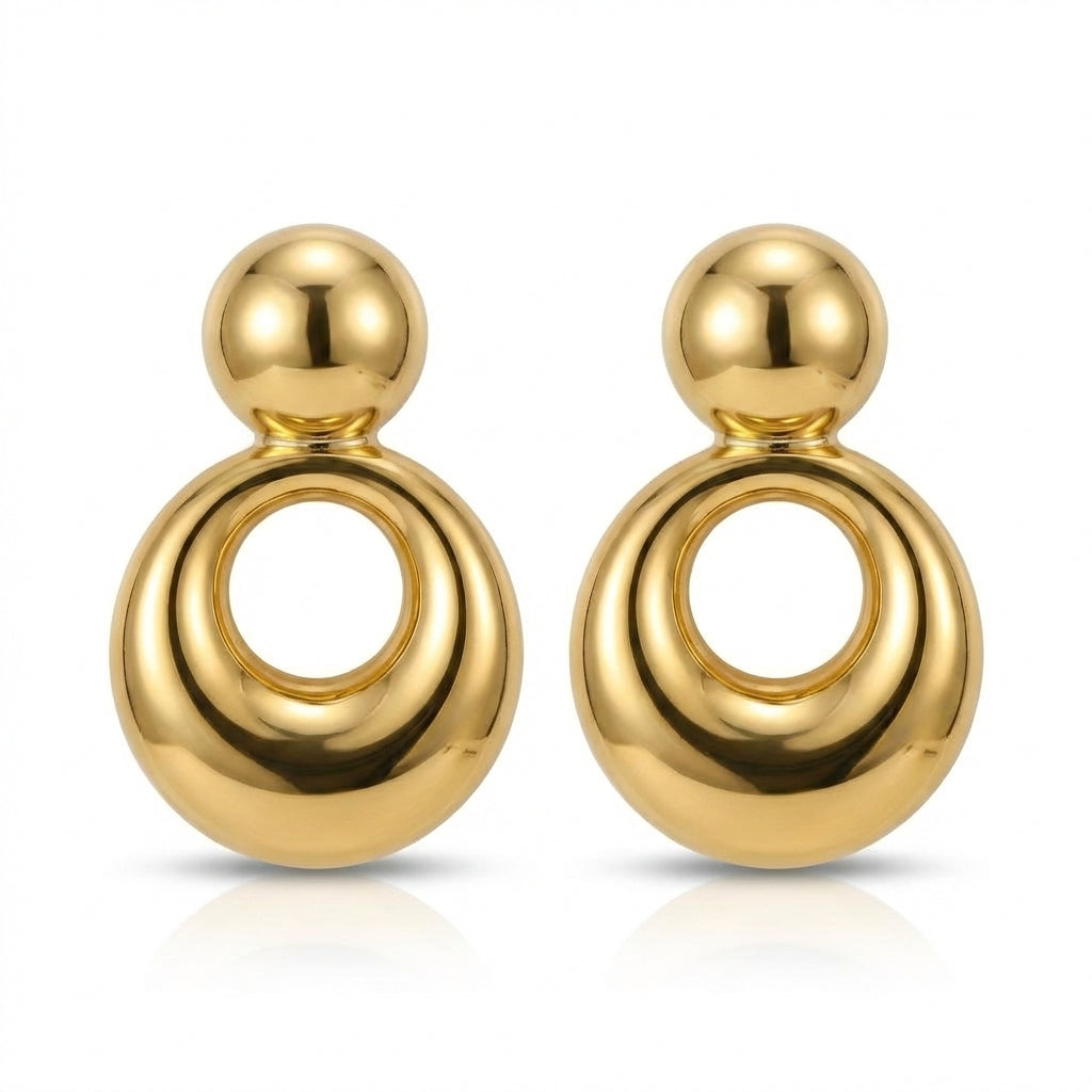Cercei Statement Rotunzi Decupați 4.5 cm Oțel Inoxidabil Placat Aur 18K PVD - Hipoalergenici - CM1806