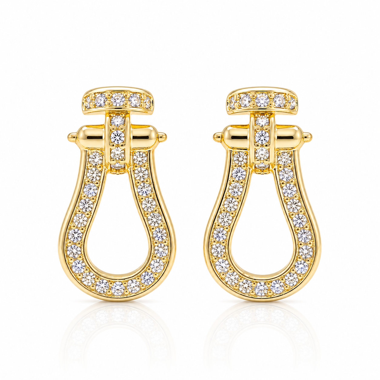 Cercei Potcoavă cu Zirconii Oțel Inoxidabil 2 cm Placat Aur 18K PVD - Hipoalergenici - CM1808