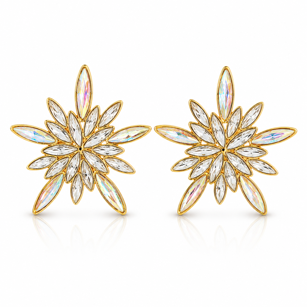 Cercei Stea Radiantă Oțel Inoxidabil 7.5 cm Placat Aur 18K PVD - Hipoalergenici - CM1813