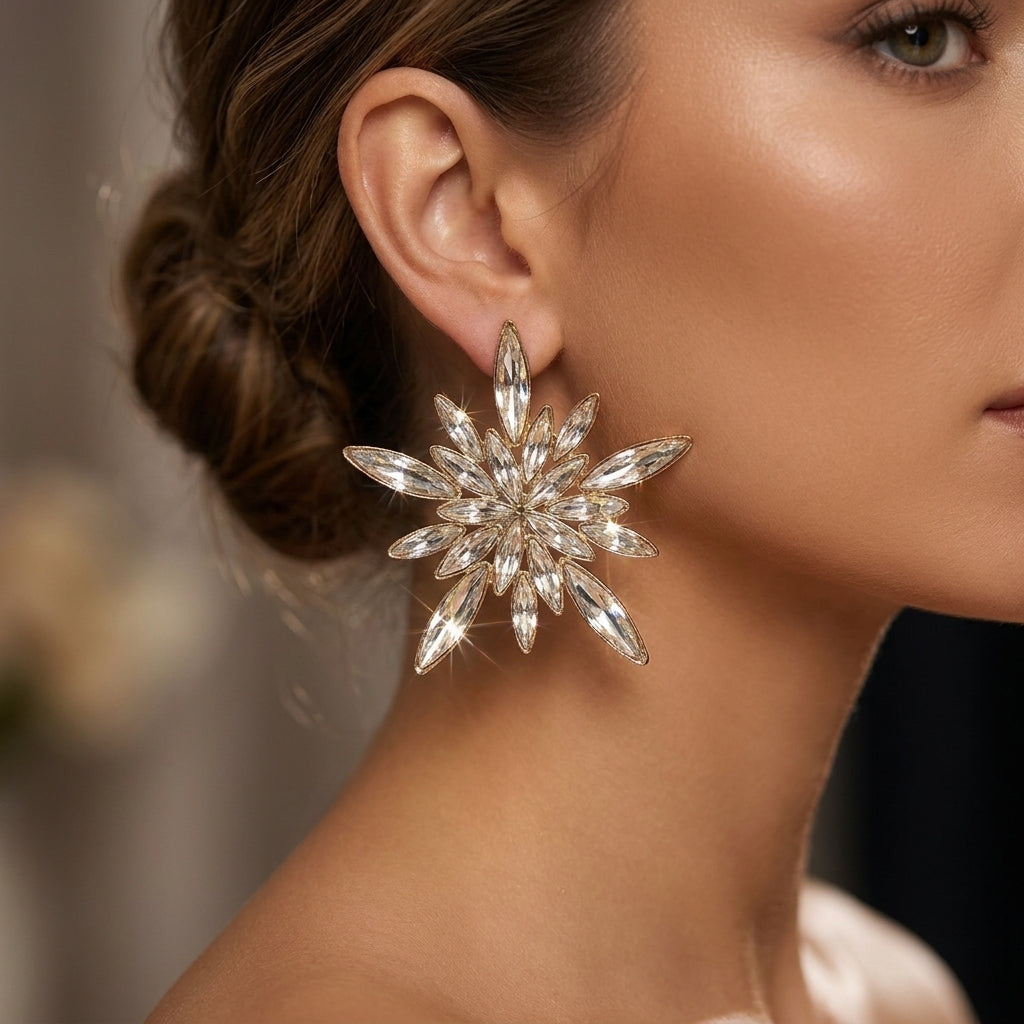 Cercei Starburst Cristale Oțel Inoxidabil 7.5cm - Lifestyle