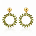 Cercei Creola Elegant cu Cristale Verzi Oțel Inoxidabil 1.5 cm Placat Aur 18K PVD - Hipoalergenici - CM1819