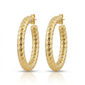 Cercei Creola Texturată cu model geometric Oțel Inoxidabil 4 cm Placat Aur 18K PVD - Hipoalergenici - CM1825