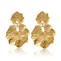 Cercei Frunze Detaliate Oțel Inoxidabil 6.5 cm Placat Aur 18K PVD - Hipoalergenici - CM1832