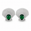Cercei Scoică cu Piatră Verde Oțel Inoxidabil 2.5 cm - Hipoalergenici - CM1835