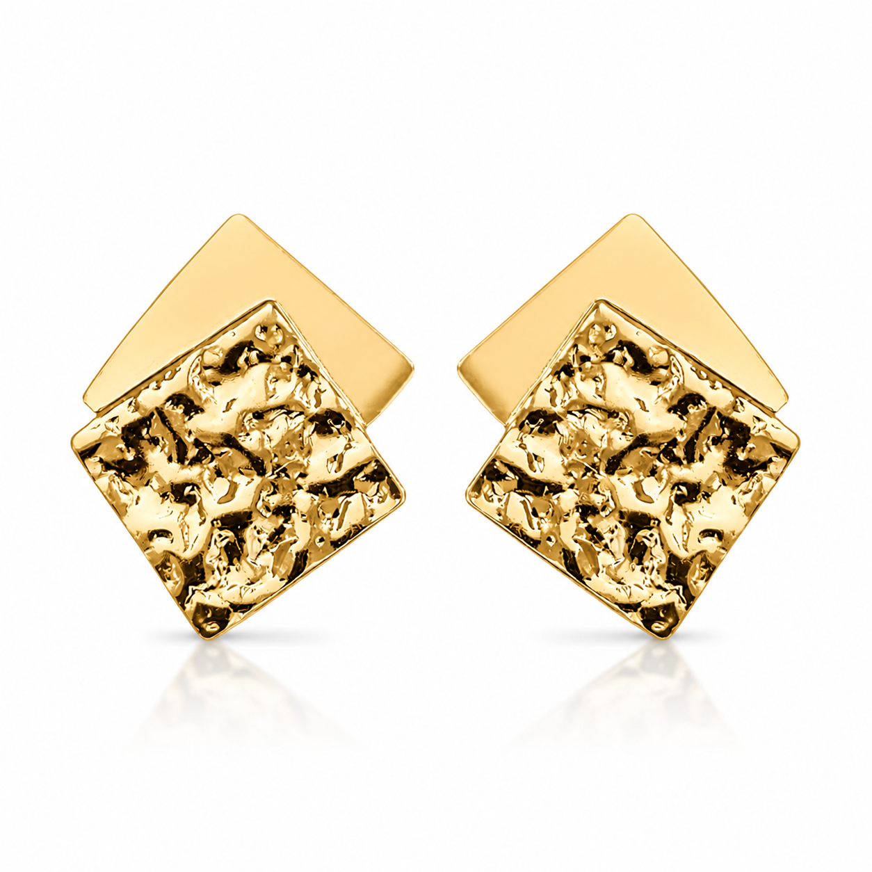 Cercei Geometrică Texturată Oțel Inoxidabil 3.5 cm Placat Aur 18K PVD - Hipoalergenici - CM1843