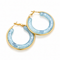 Cercei Creola Marmorat Oțel Inoxidabil 4 cm Placat Aur 18K PVD - Hipoalergenici - CM1845