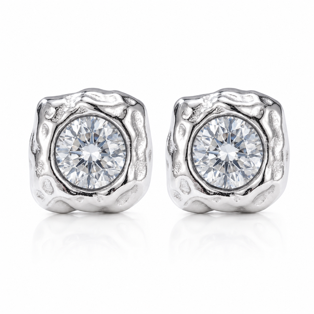 Cercei Design Neregulat cu Piatră Centrală Oțel Inoxidabil 1 cm - Hipoalergenici - CM1855