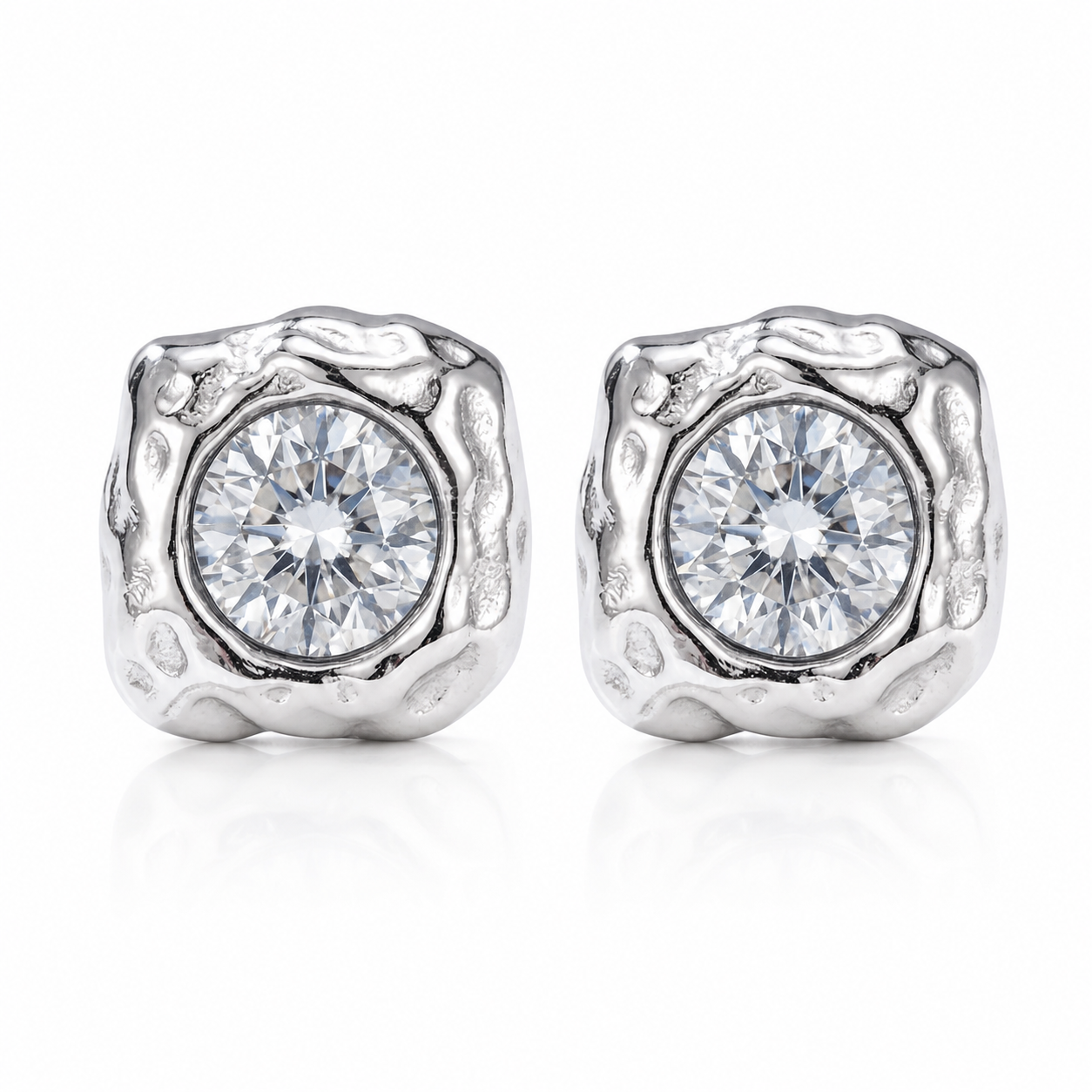 Cercei Design Neregulat cu Piatră Centrală Oțel Inoxidabil 1 cm - Hipoalergenici - CM1855